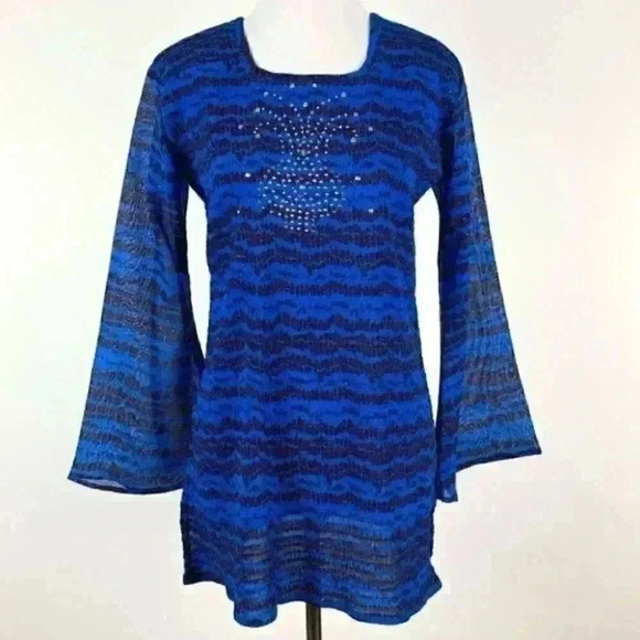 New Top 10 India tunic size FS black blue square - Picture 2 of 12